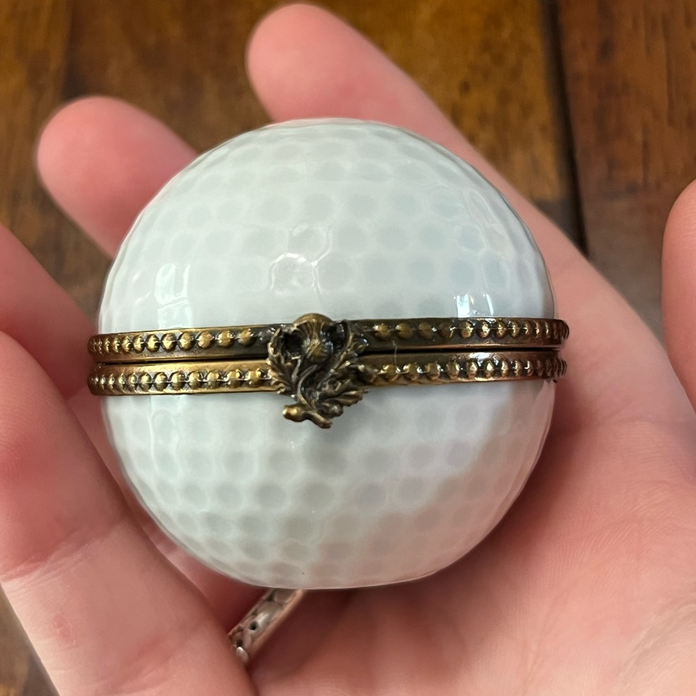 Vintage Limoges Golf Ball Trinket Box
